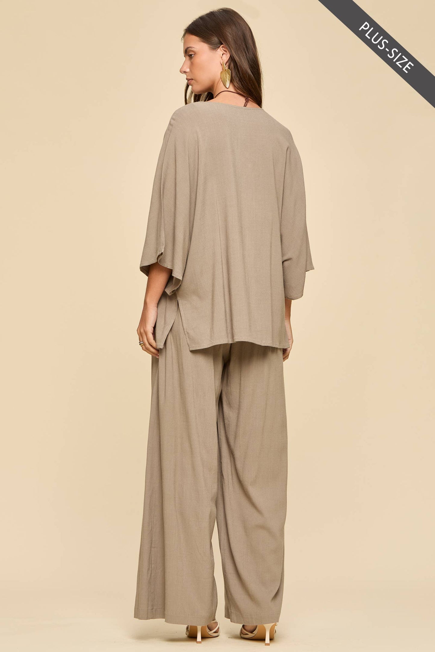 PLUS SIZE 2-Piece Linen Summer Set: EMERALD