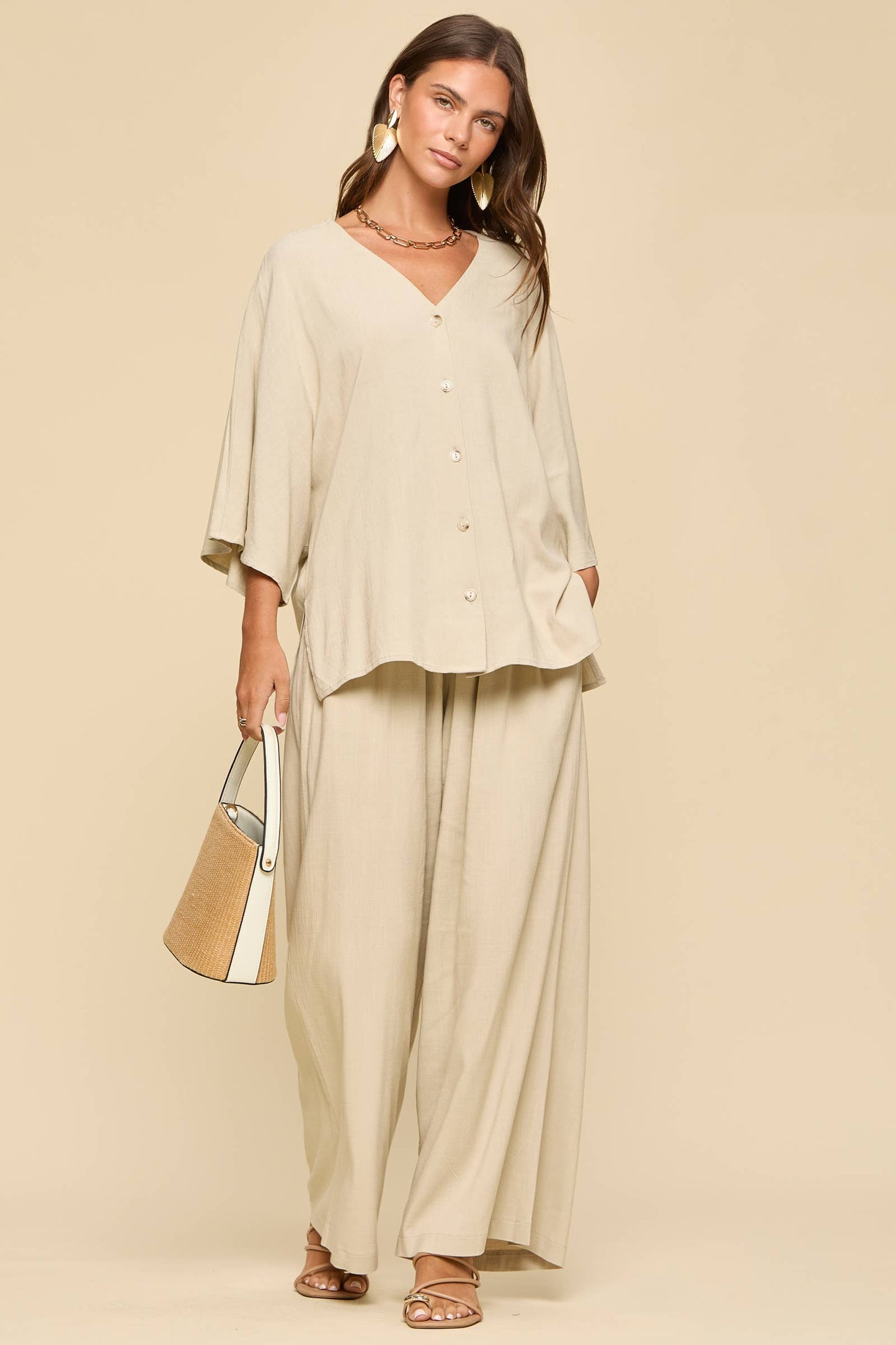2-Piece Linen Summer Set: BLUE