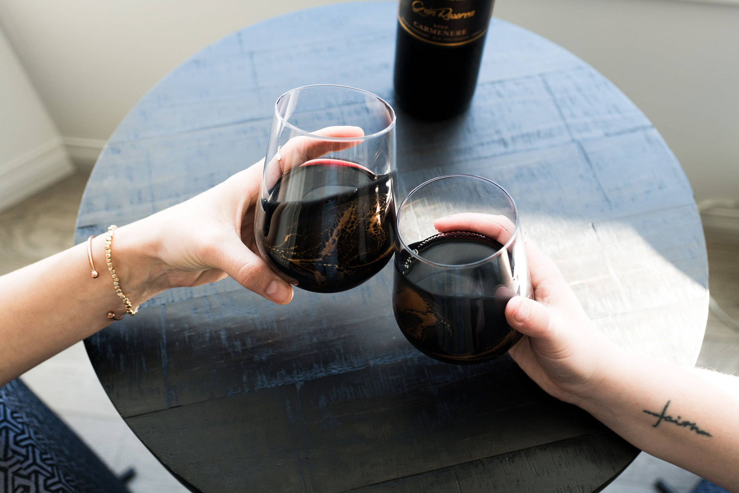 Resin Accented Wine and Entertaining Glasses -Jade