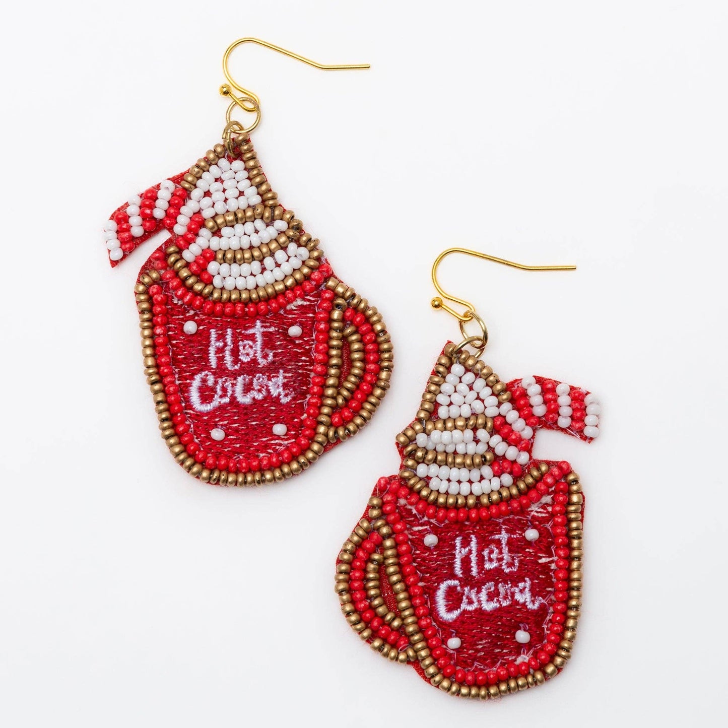 Holiday Christmas Seed Bead Hot Coca Earrings