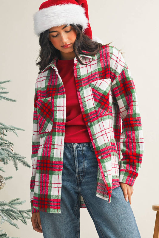 Christmas Plaid Casual Flannel Shacket