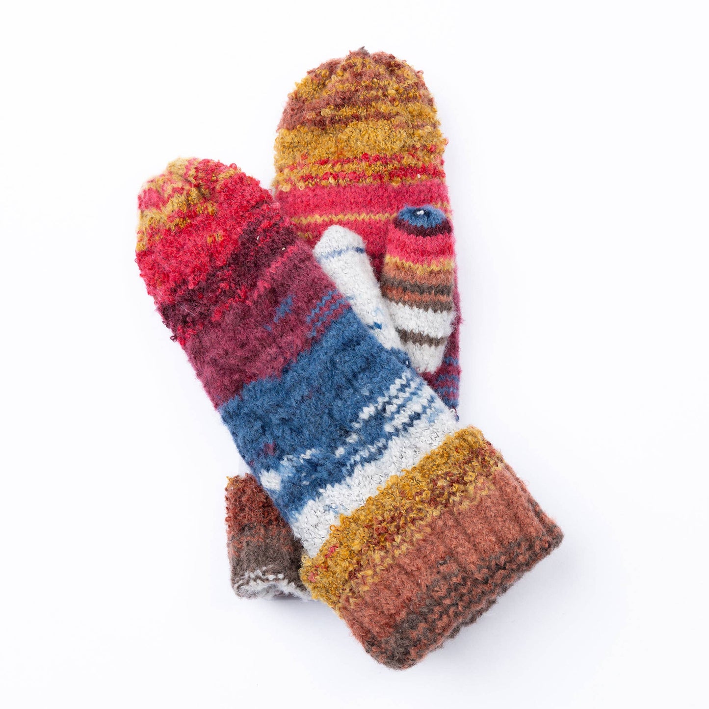 Winter Mittens Thea Knit Colorful Cold Weather: Berry