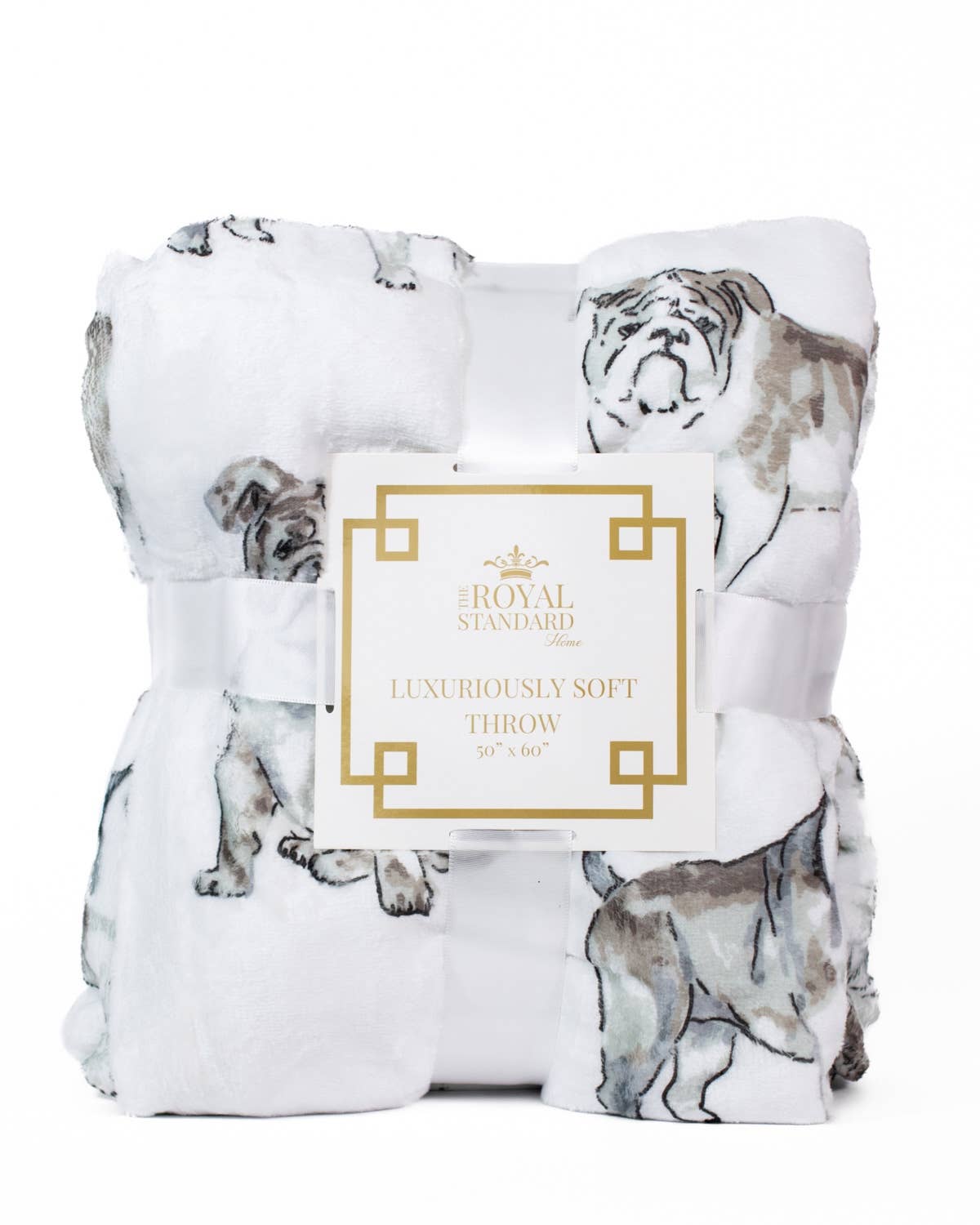 Forever Bulldog Throw   White/Multi   50x60