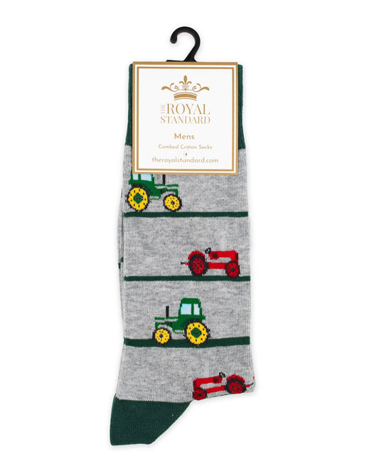 Men's Tractor Socks   Gray/Green/Red   One Size