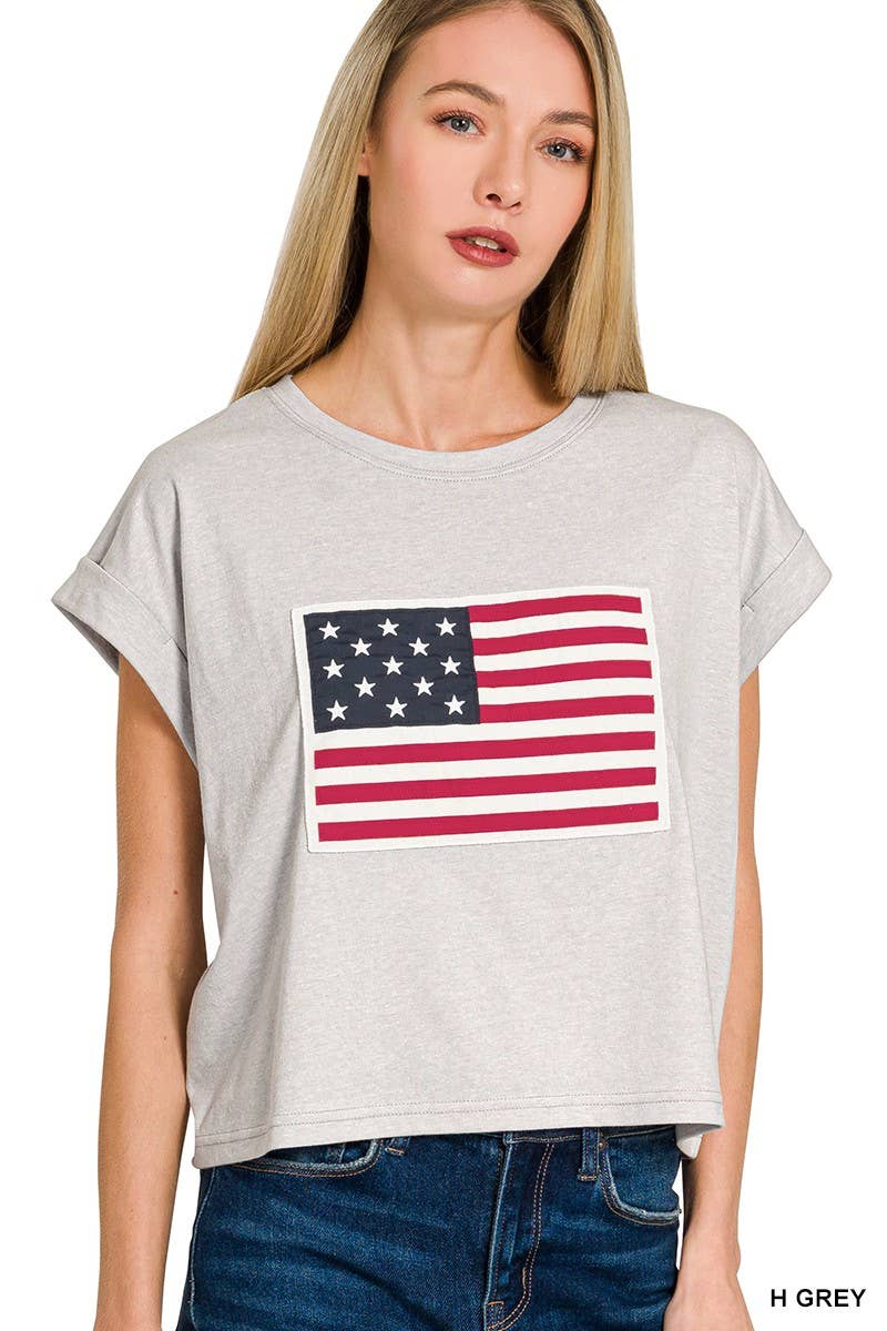 American Flag Tee: WHITE