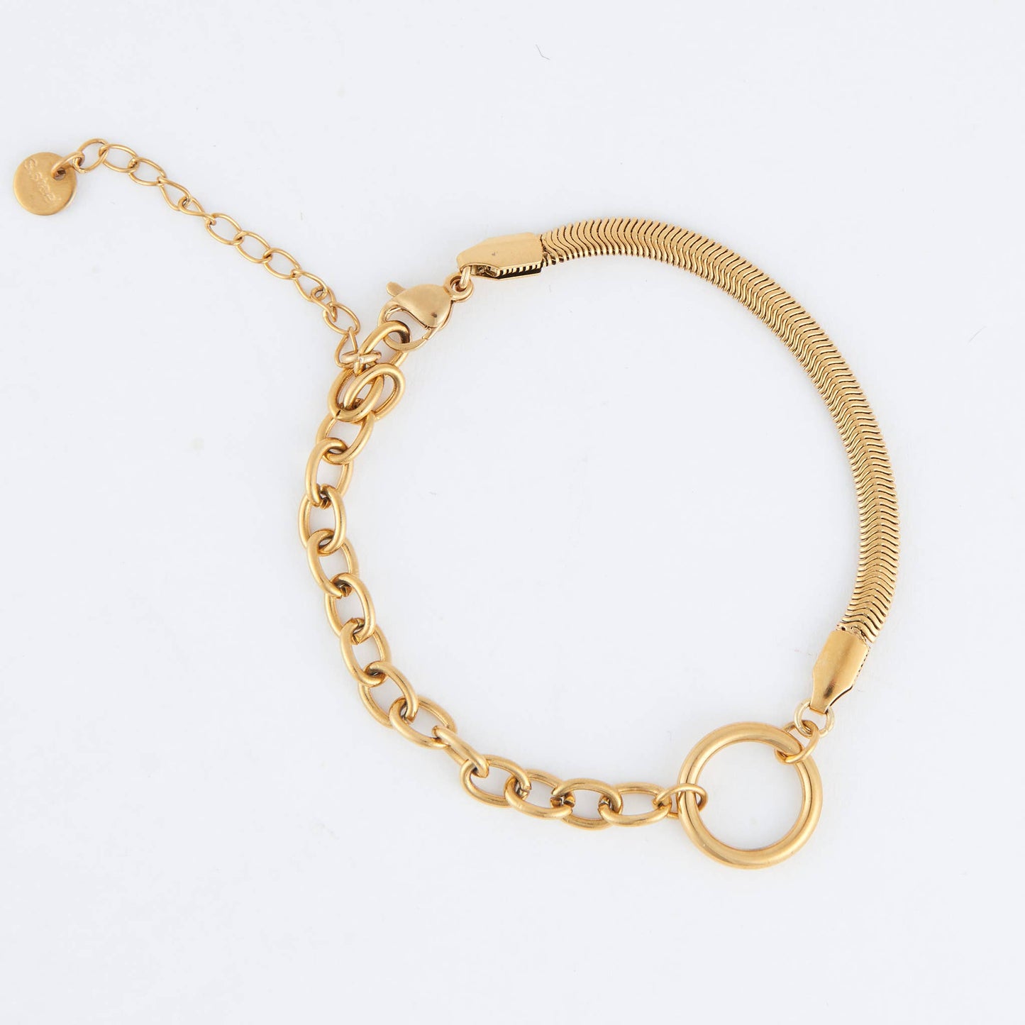 Narelle Waterproof Cable & Snake Chain Bracelet: Gold