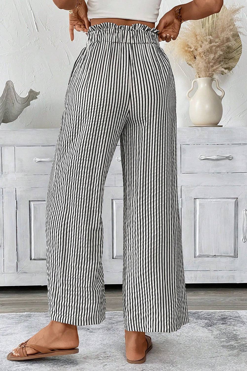 LDC Striped Knot Natural Pocket Pants: Black / L