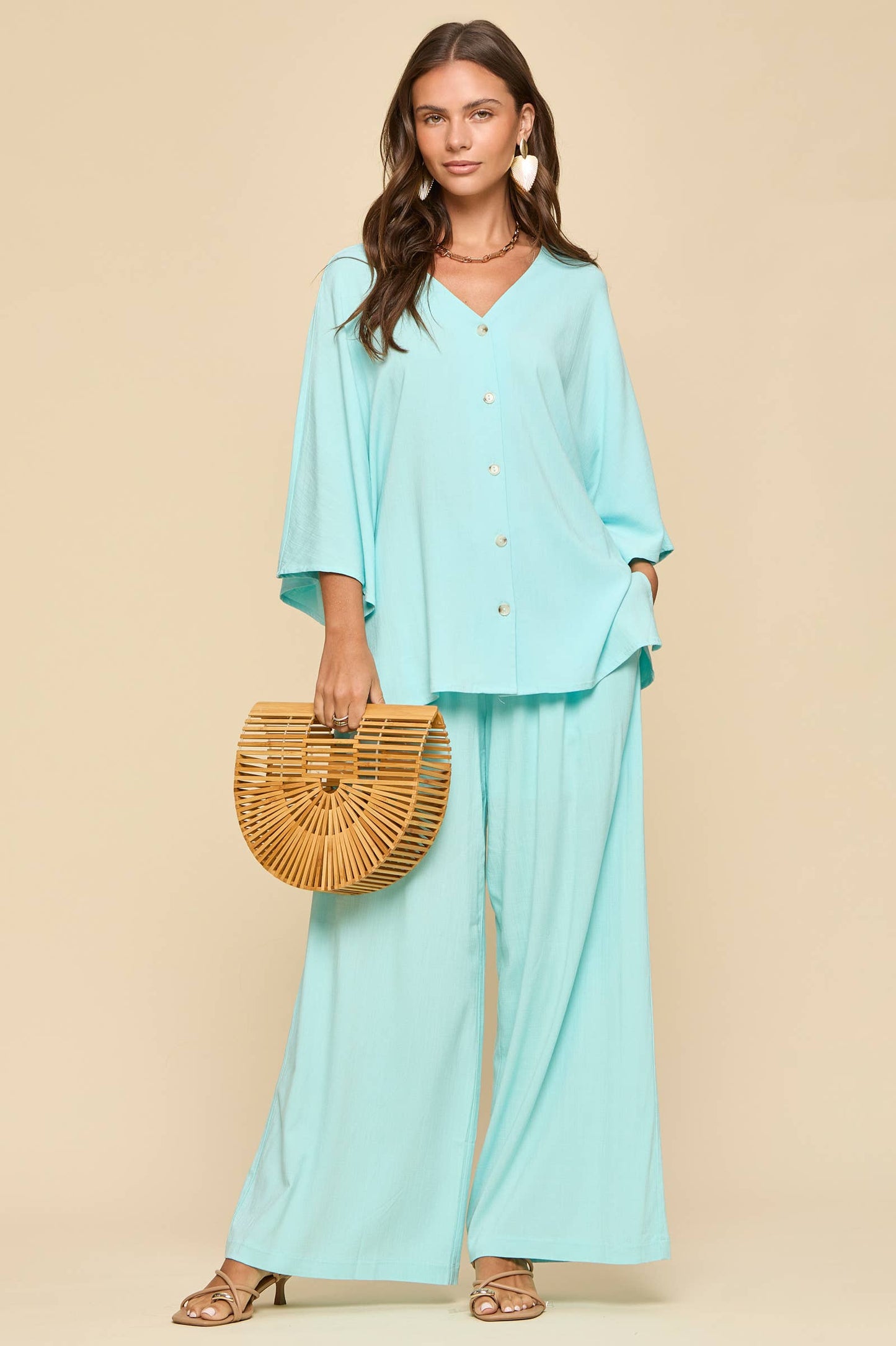 2-Piece Linen Summer Set: BLUE